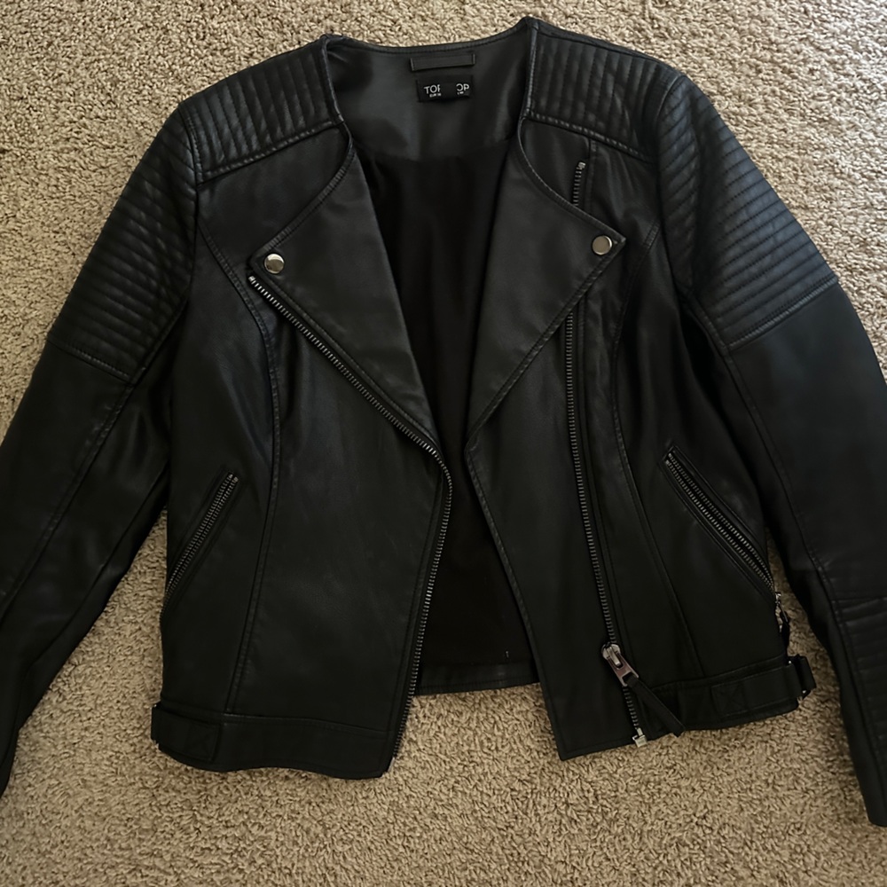 Black Leather Top Shop Jacket